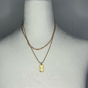 10” Gold tone layered pendant necklace